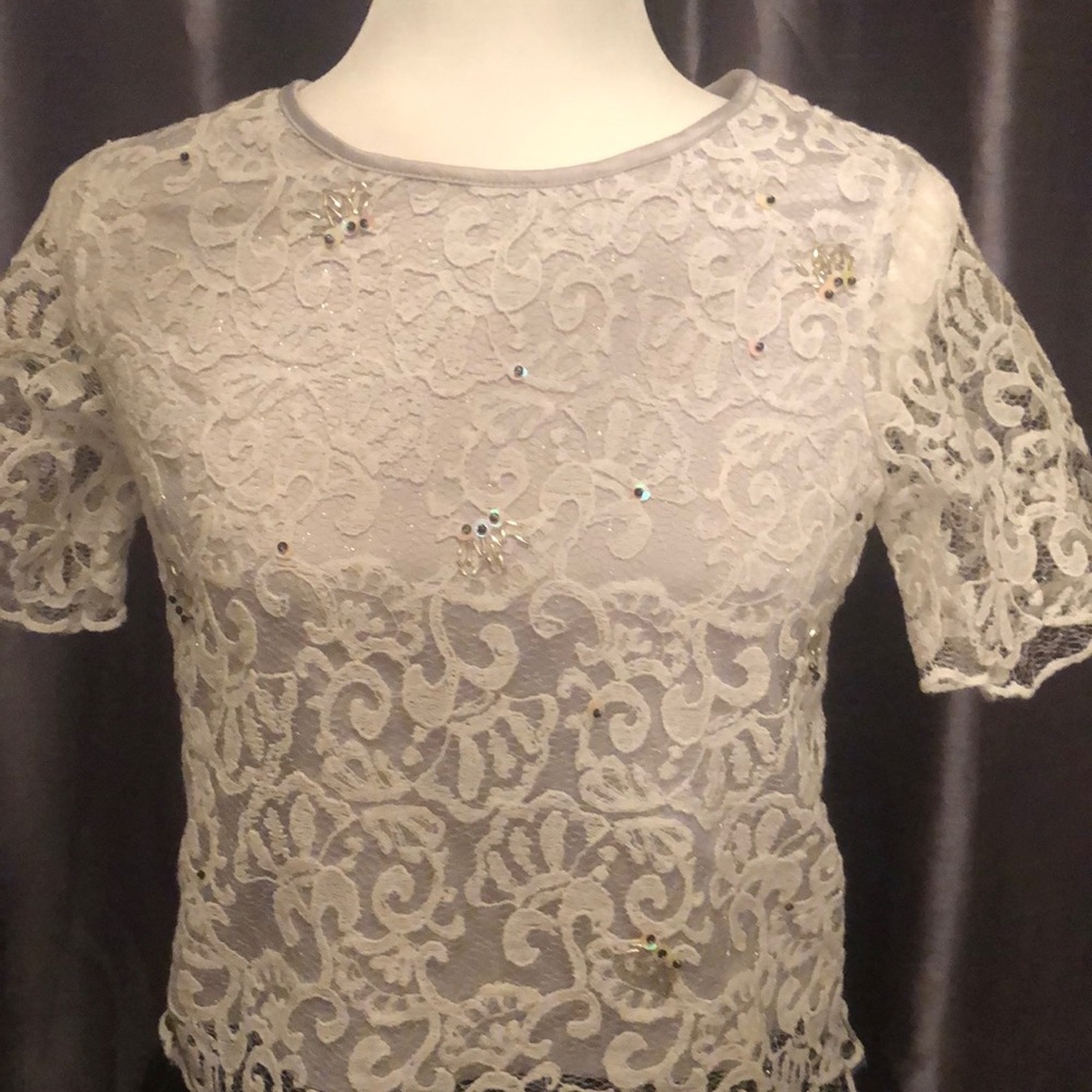 White sparkly top